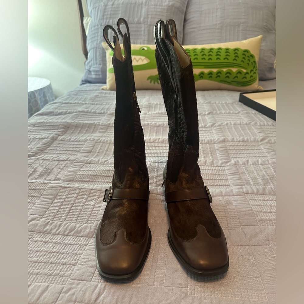 Taryn Rose Brown Leather Ankle Boots - Picture 2 of 7
